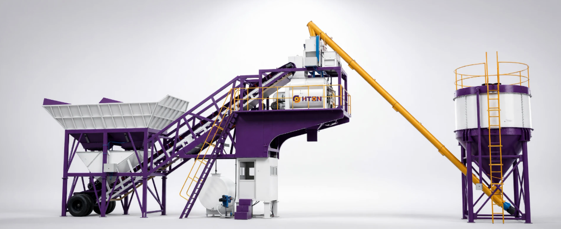 Mobile concrete mixing plant